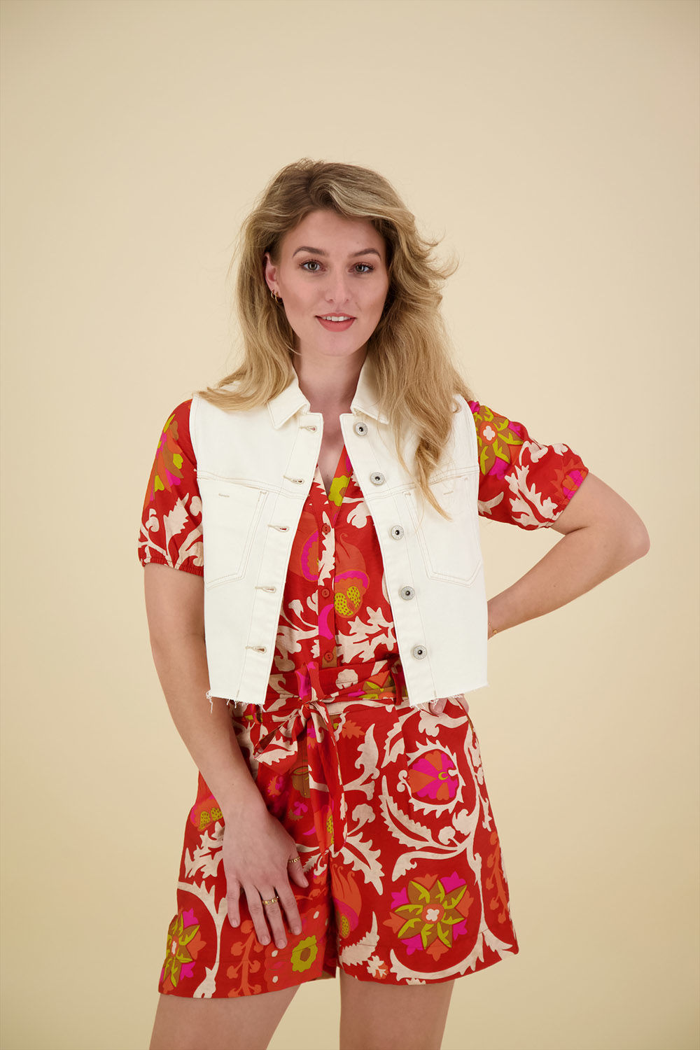 Geisha Jeans vest Wit