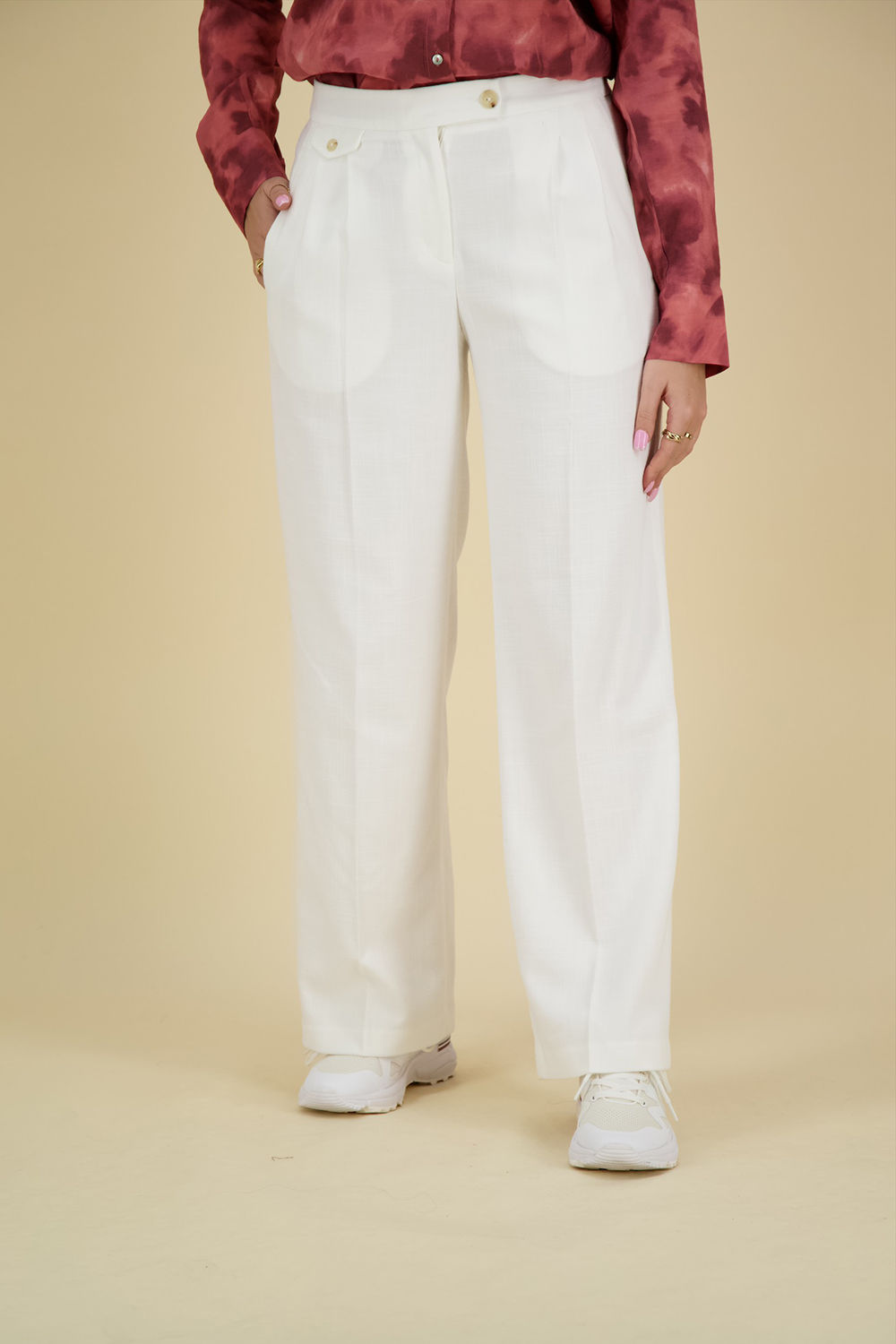 Opus Broek Marzena Asymmetric Wit