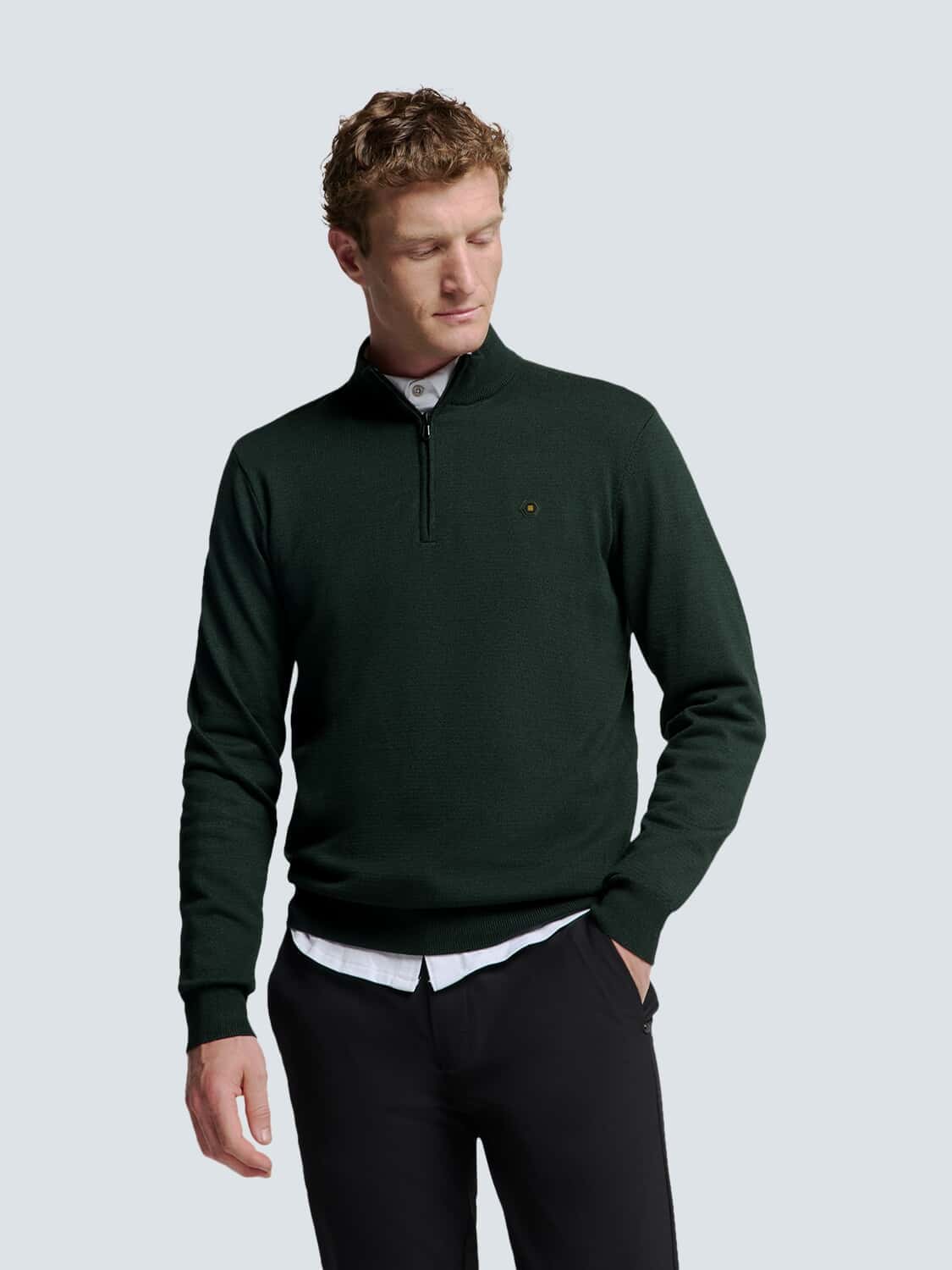 No Excess Pullover Half Zip 2 Coloured Melang Groen