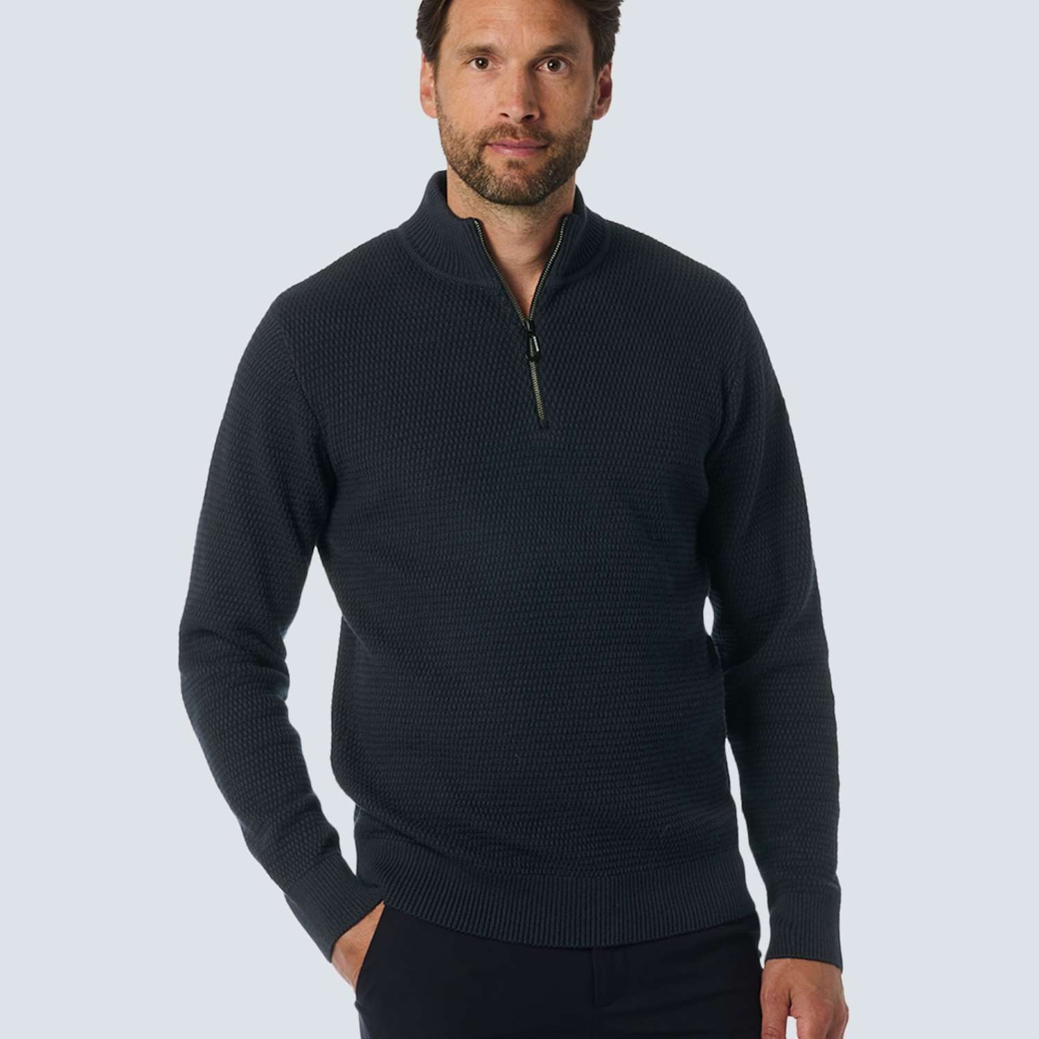 No Excess Pullover Half Zipper Blauw