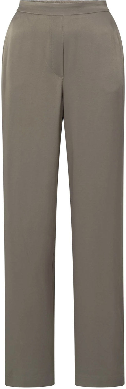 Yaya Satijnen broek met wijde pijpen, elastische taille Grijs