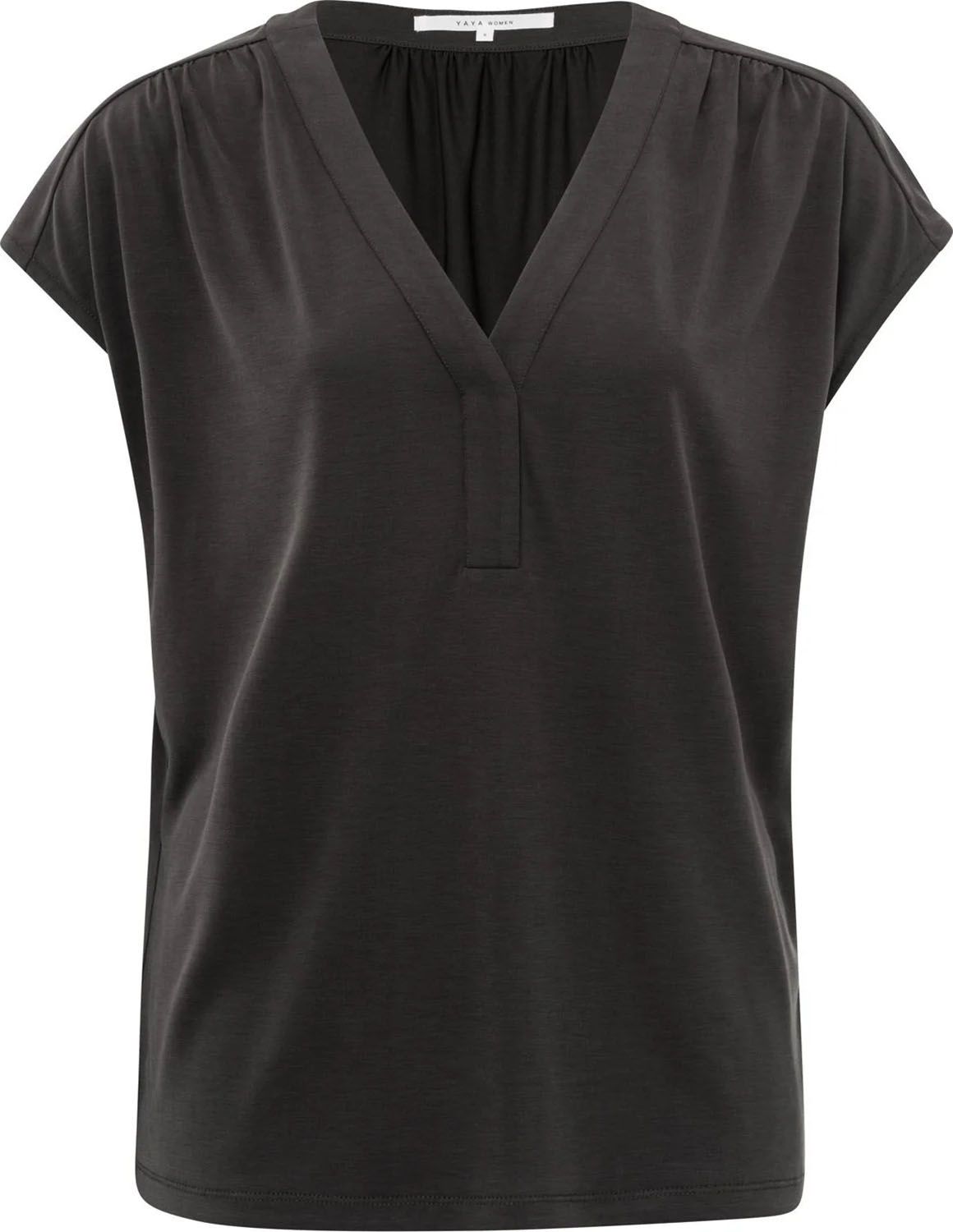 Top Jersey with v-neck Zwart