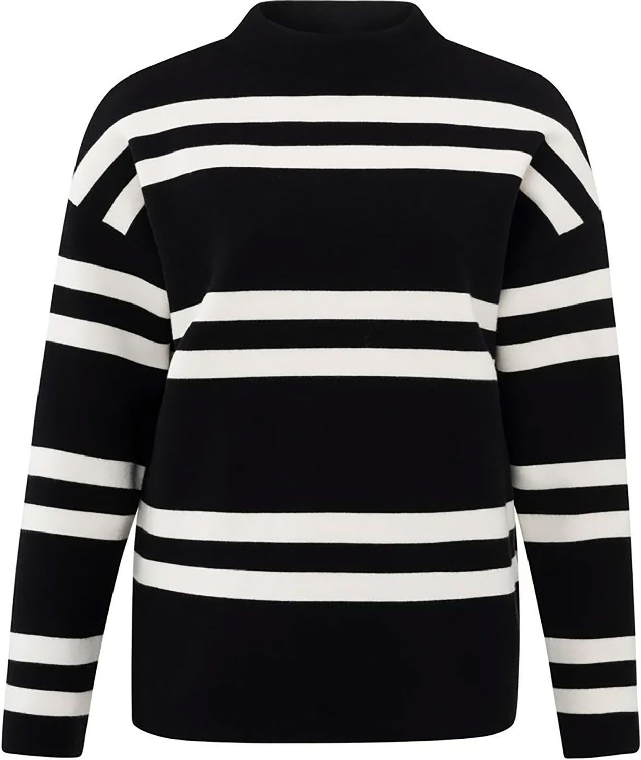 Block stripe sweater high neck Zwart