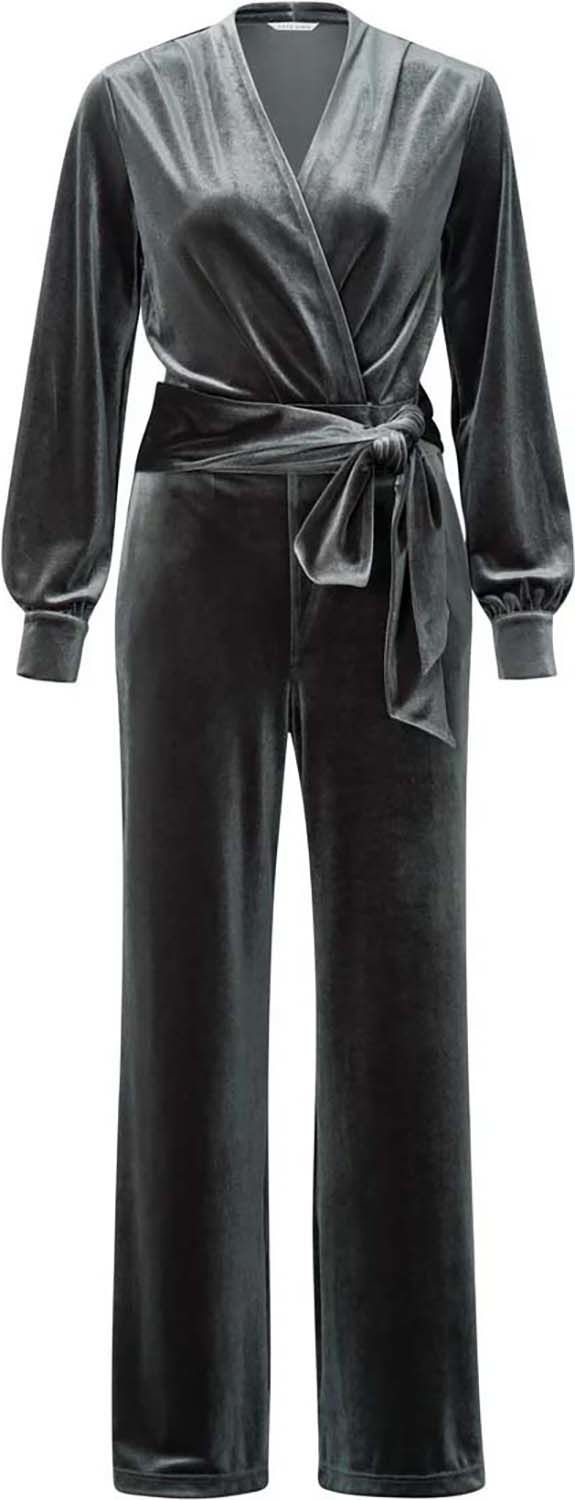 Yaya Jersey velours wide leg jumpsu Grijs