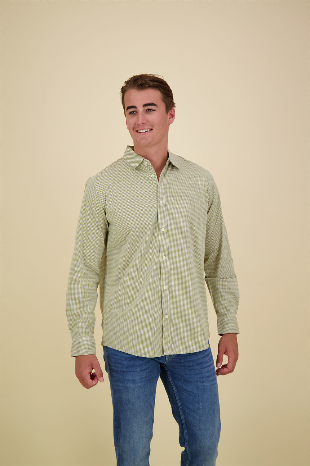 Scotch & Soda Overhemd Essential Poplin Ruit Groen