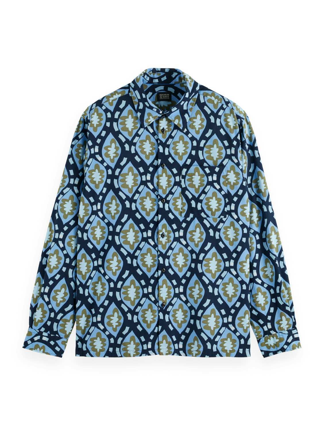 Scotch & Soda PRINTED SEERSUCKER SHIRT Blauw