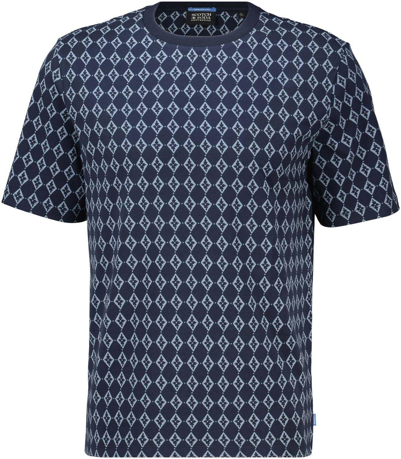 REGULAR FIT MINI ALL OVER PRINT T-S Blauw