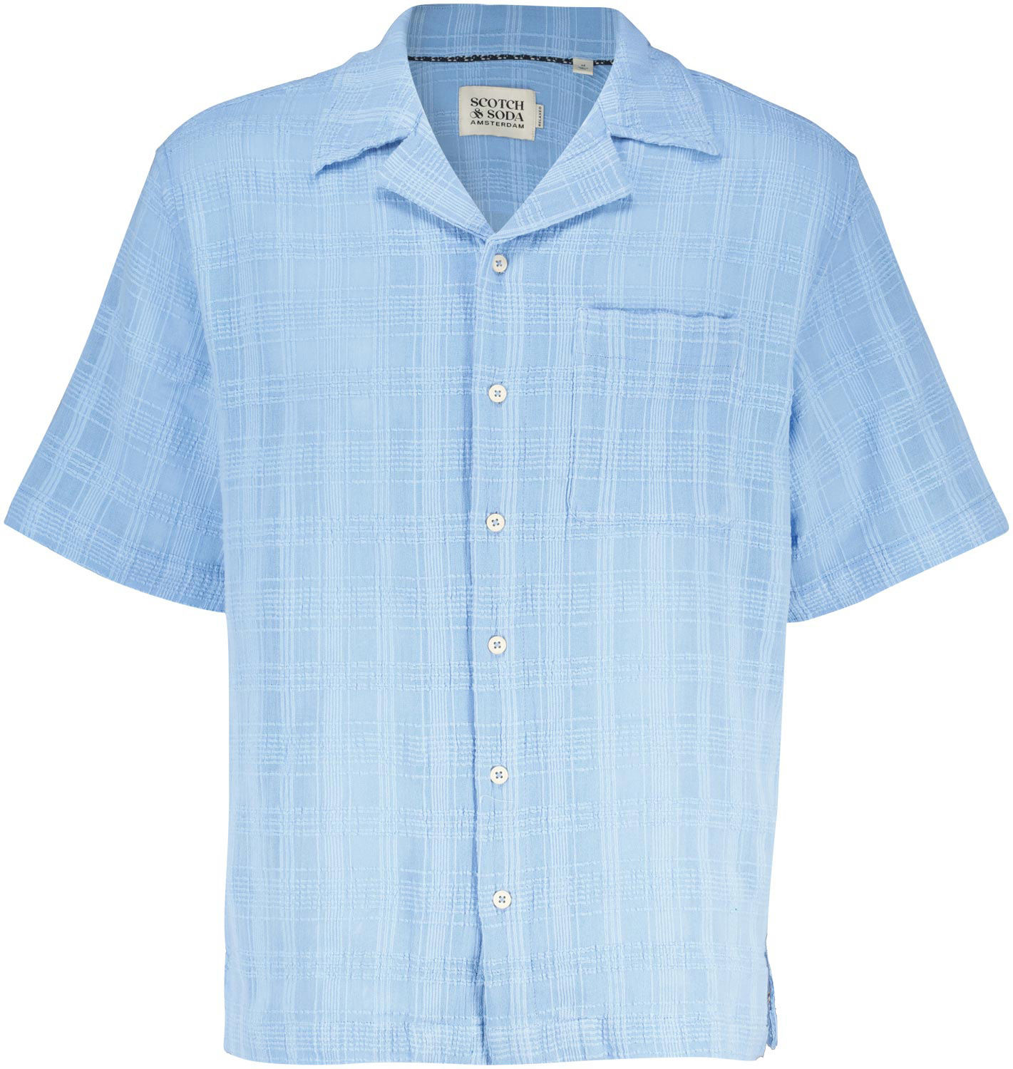 Scotch & Soda Overhemd Dobby Blauw