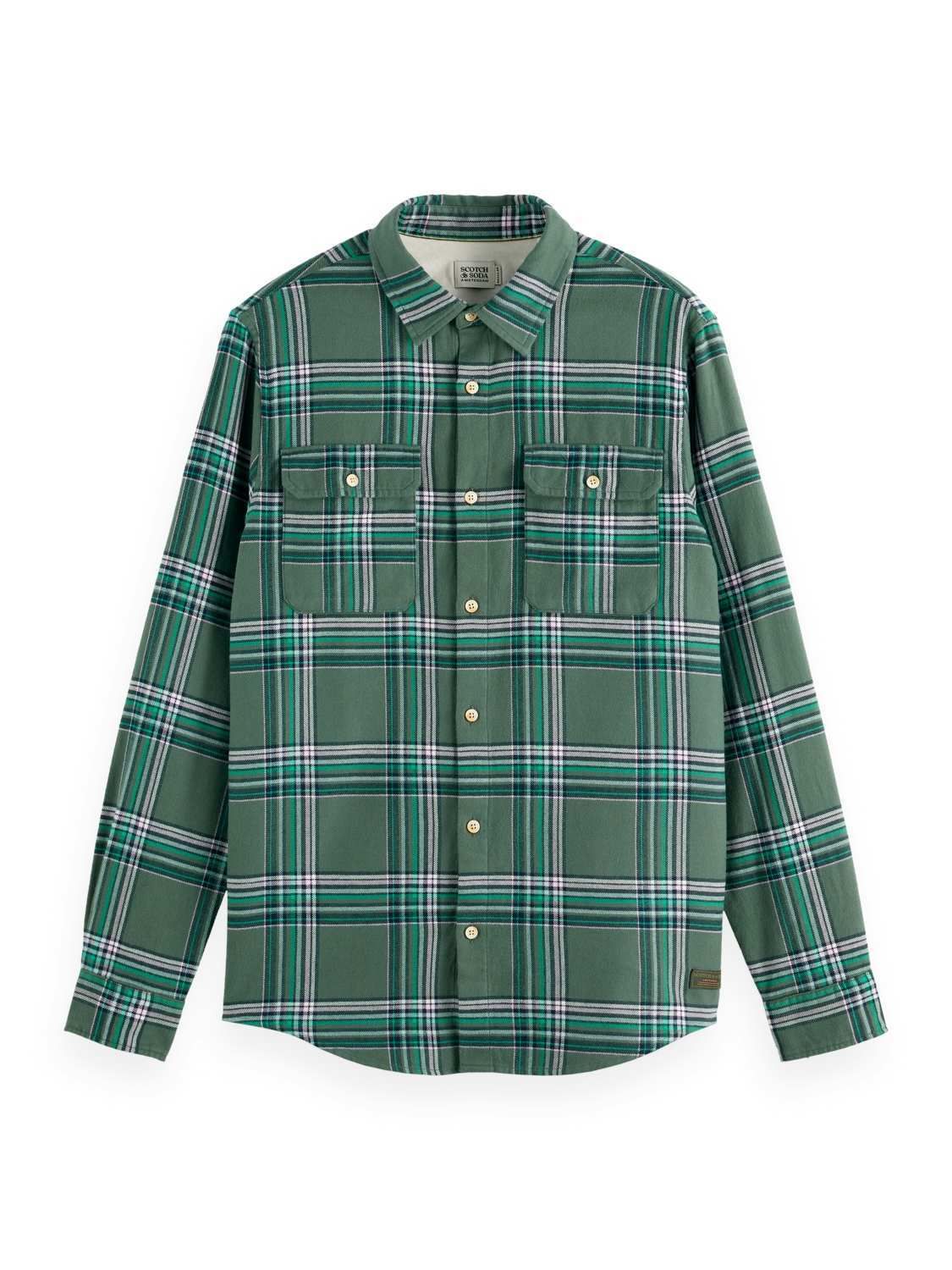 REGULAR FIT MULTICOLOURED FLANNEL C Groen