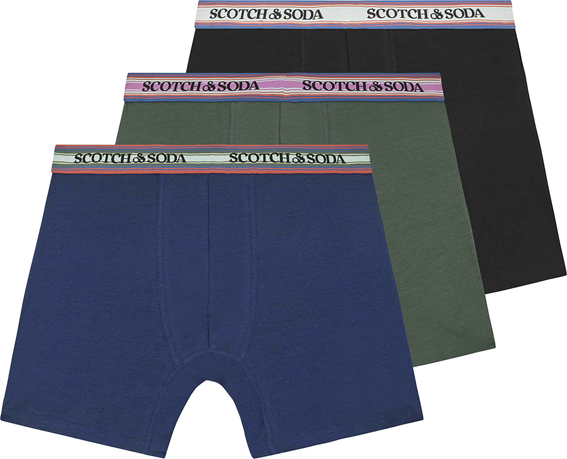 Scotch & Soda 3PK MENS SOLID COTTON STRETCH BOXER Groen