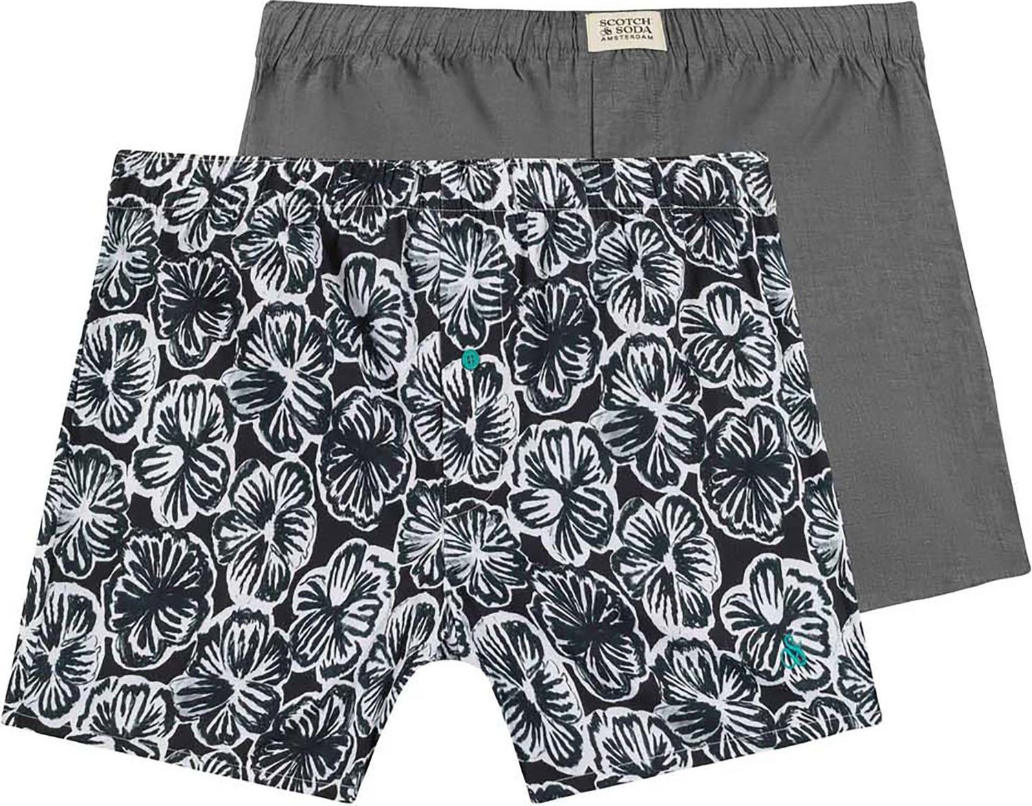 2PK MENS COTTON WOVEN BOXER BRIEF U Zwart