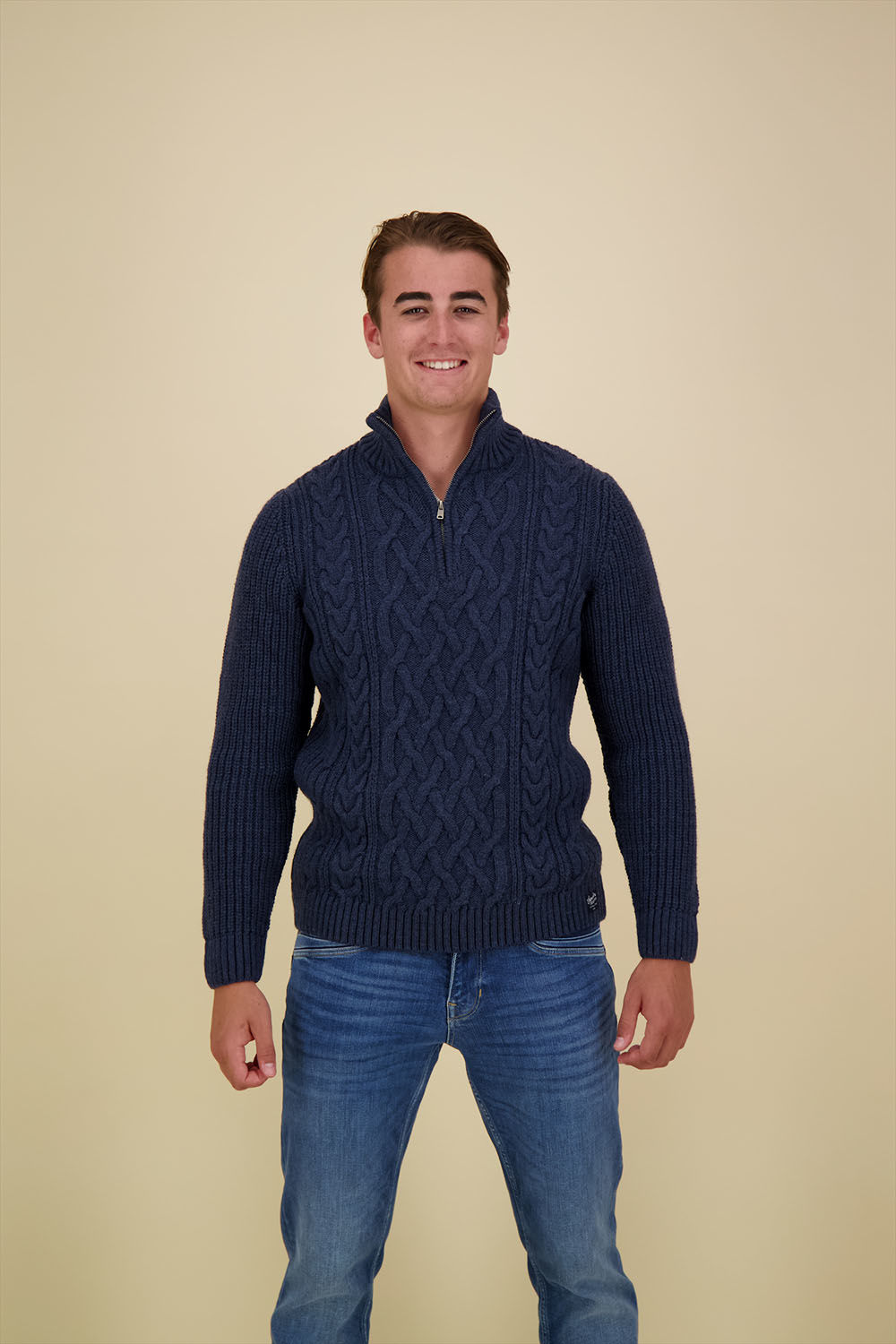 Superdry Trui Jacob Cable Blauw Pullovers Gratis bezorging Bomont