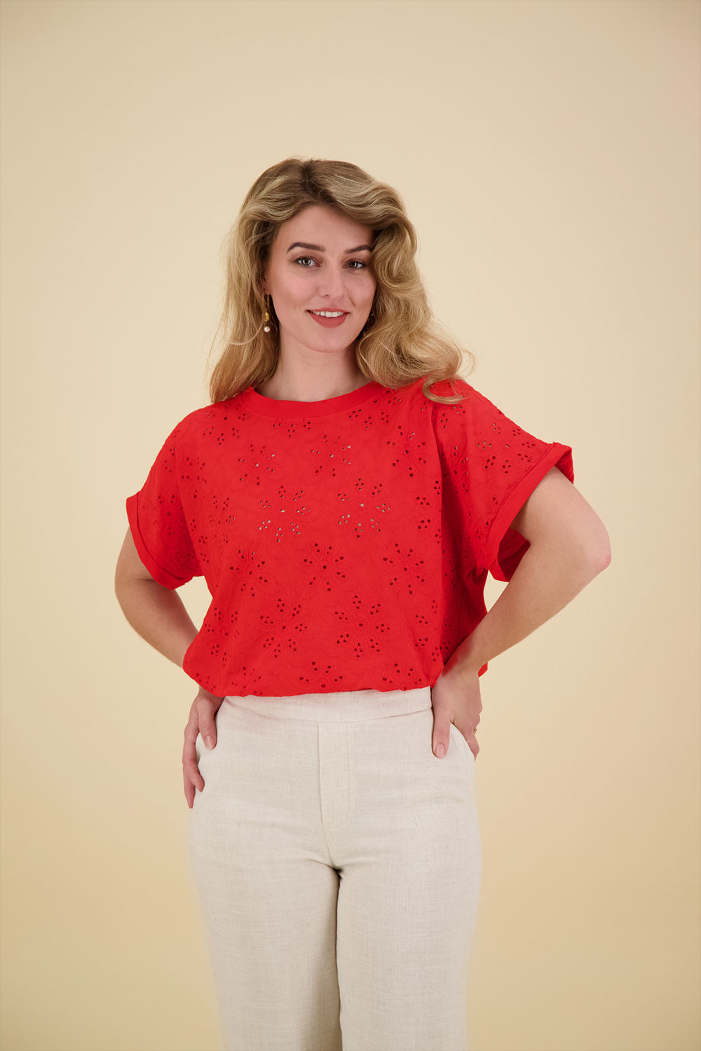 Sorbet Top Jacey Flower Rood
