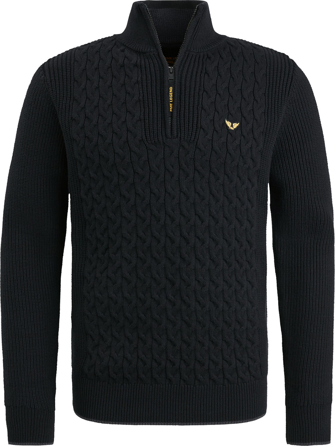 Pme Legend Half zip collar cotton mix cable Zwart