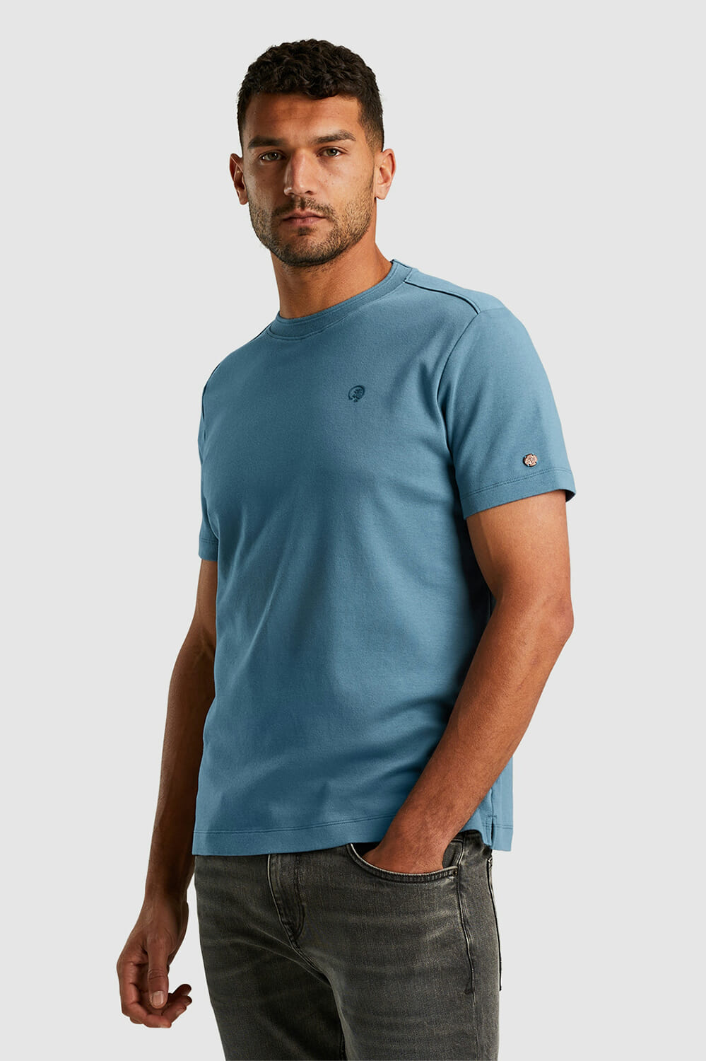 Cast Iron T-shirt Interlock Blauw
