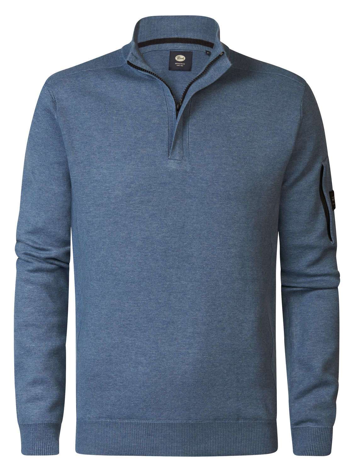 Petrol Trui Collar Blauw