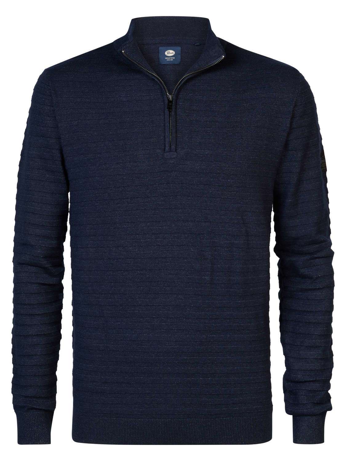 Petrol Trui Collar Basic Blauw