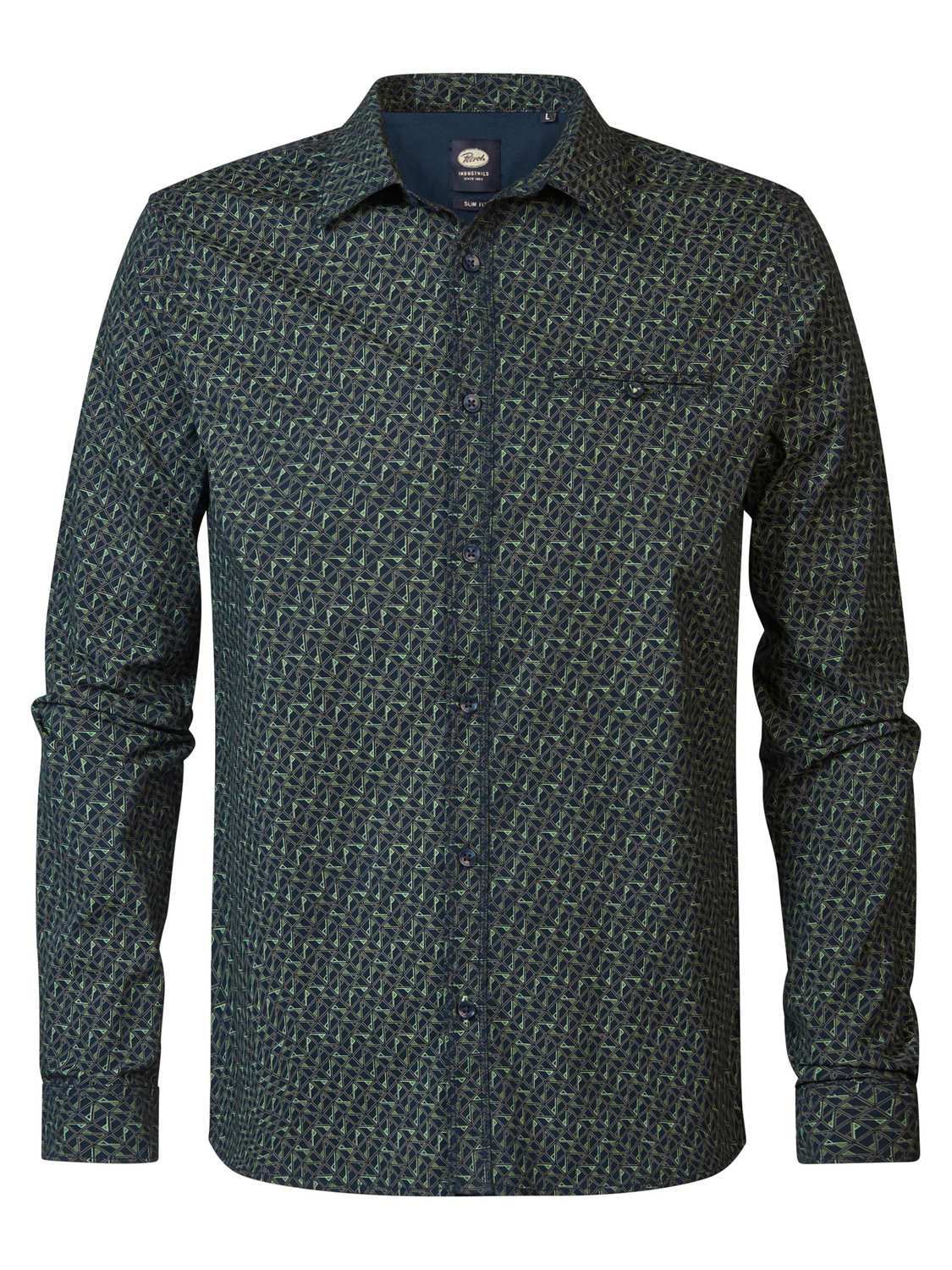 Petrol Overhemd Long Sleeve AOP Blauw