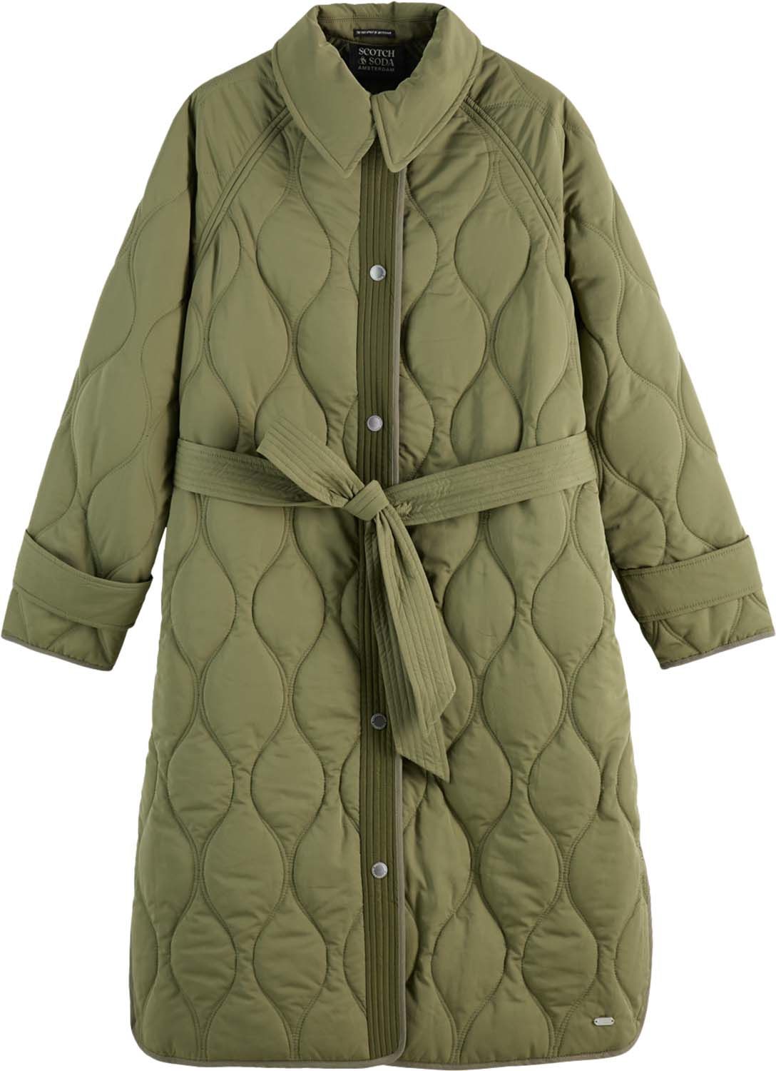 Scotch & Soda Parka Jas Onion Quilted Lang Groen