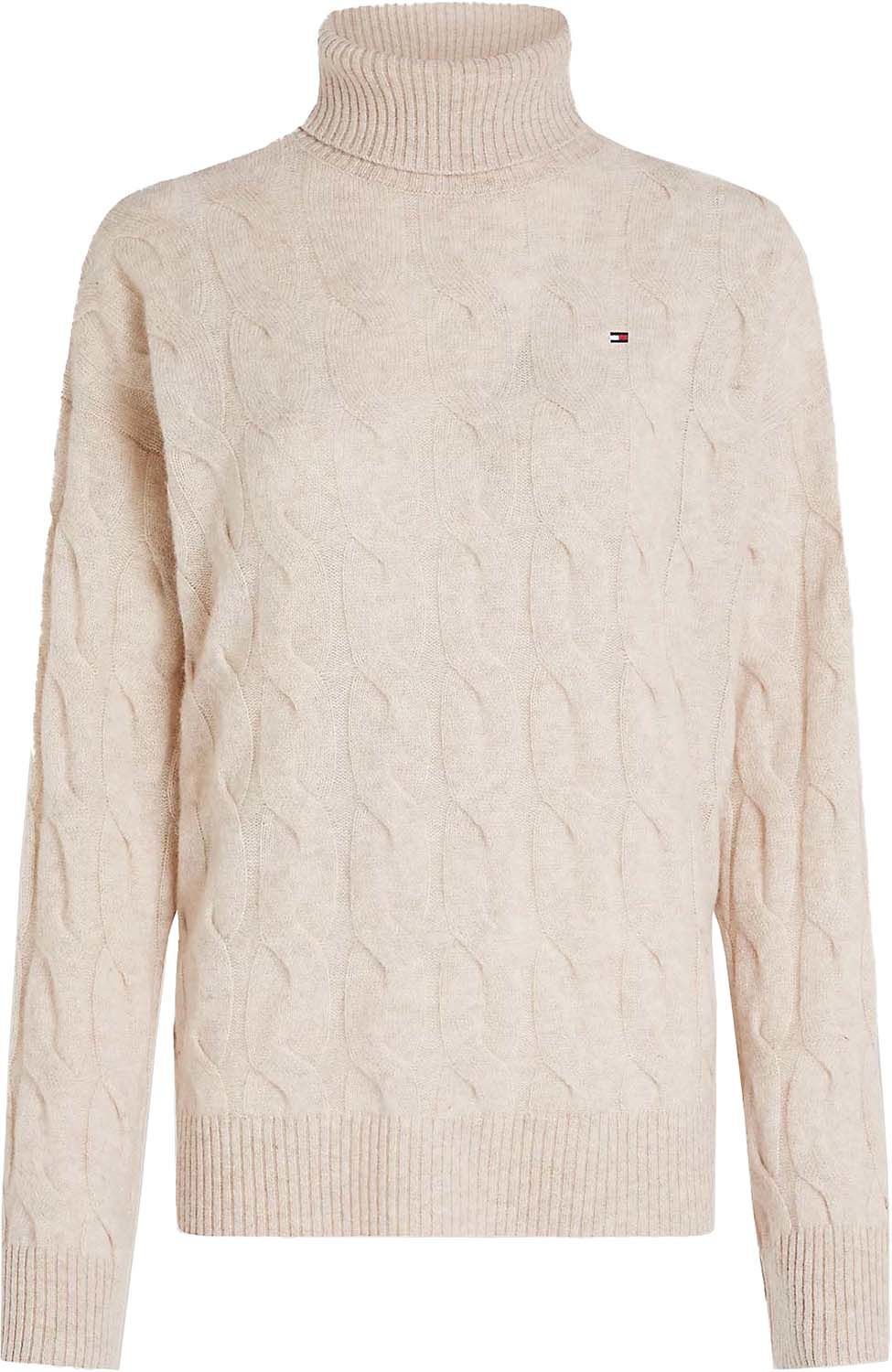 soft wool cable roll nk sweater Beige