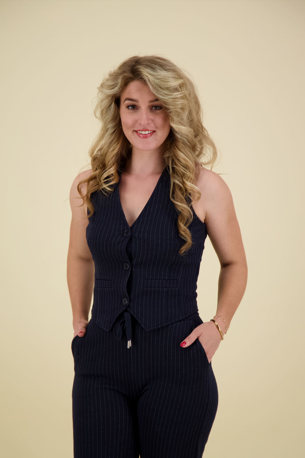 Anna Blue Gilet Vesty Blauw
