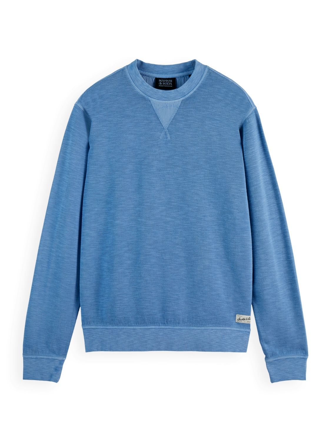 Sweater Garment dye structured Blauw