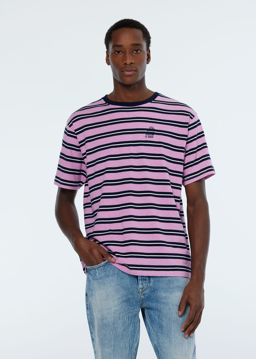 Scotch & Soda T-shirt Stripe Roze