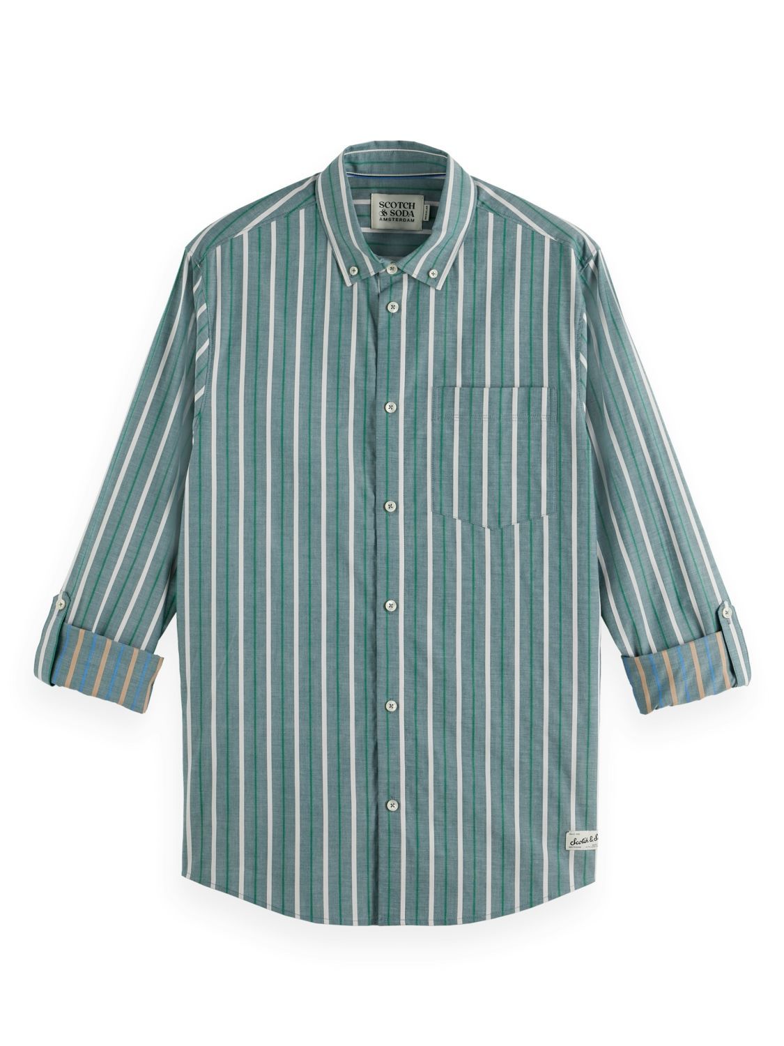 Regular fit dobby stripe shirt Groen