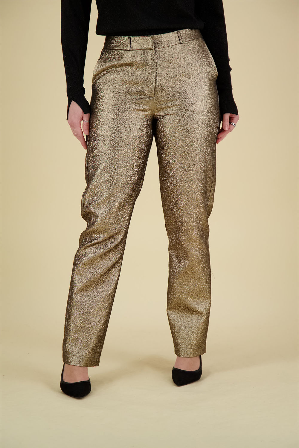 Geisha Pantalon Metallic Geel