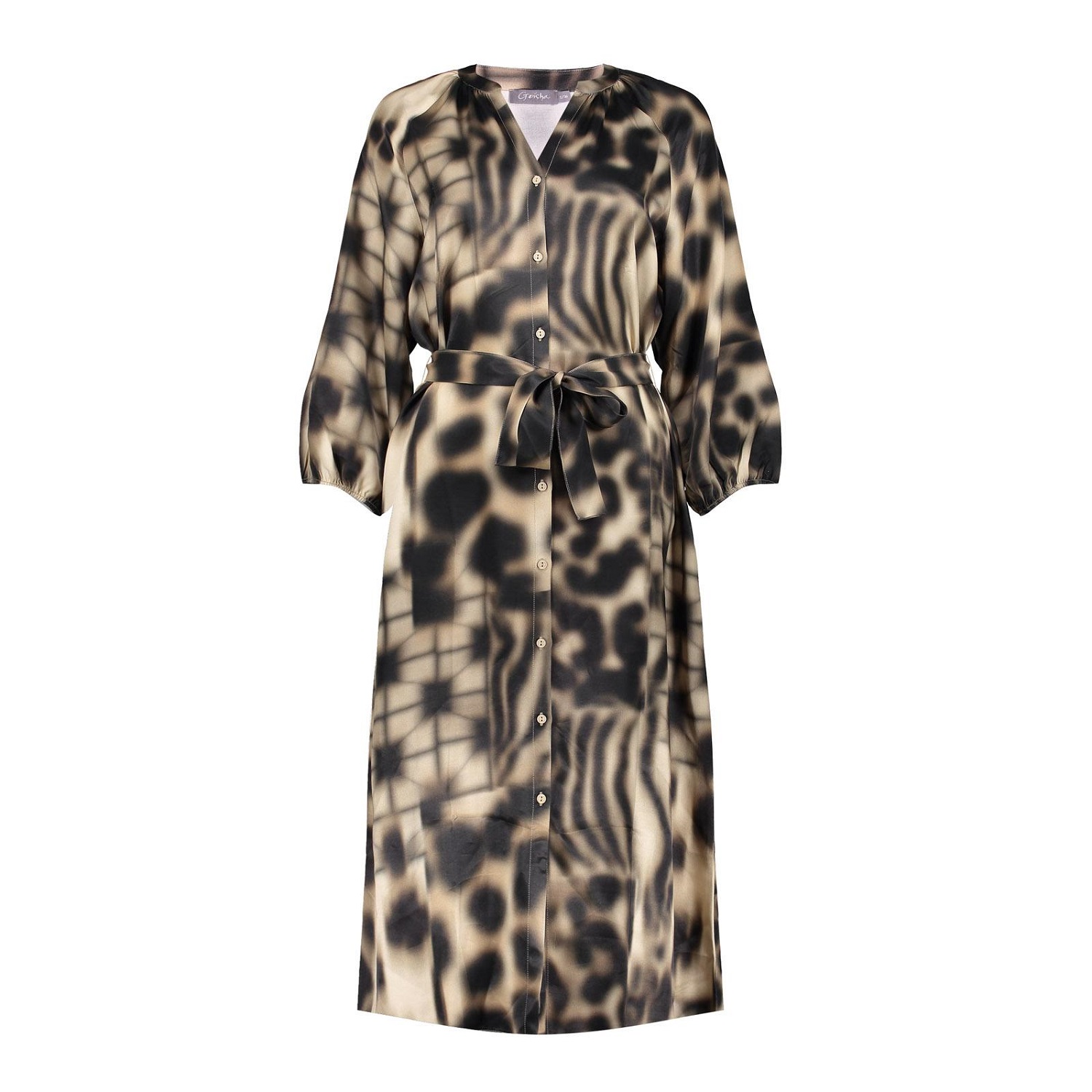 Geisha Jurk met Print Bruin