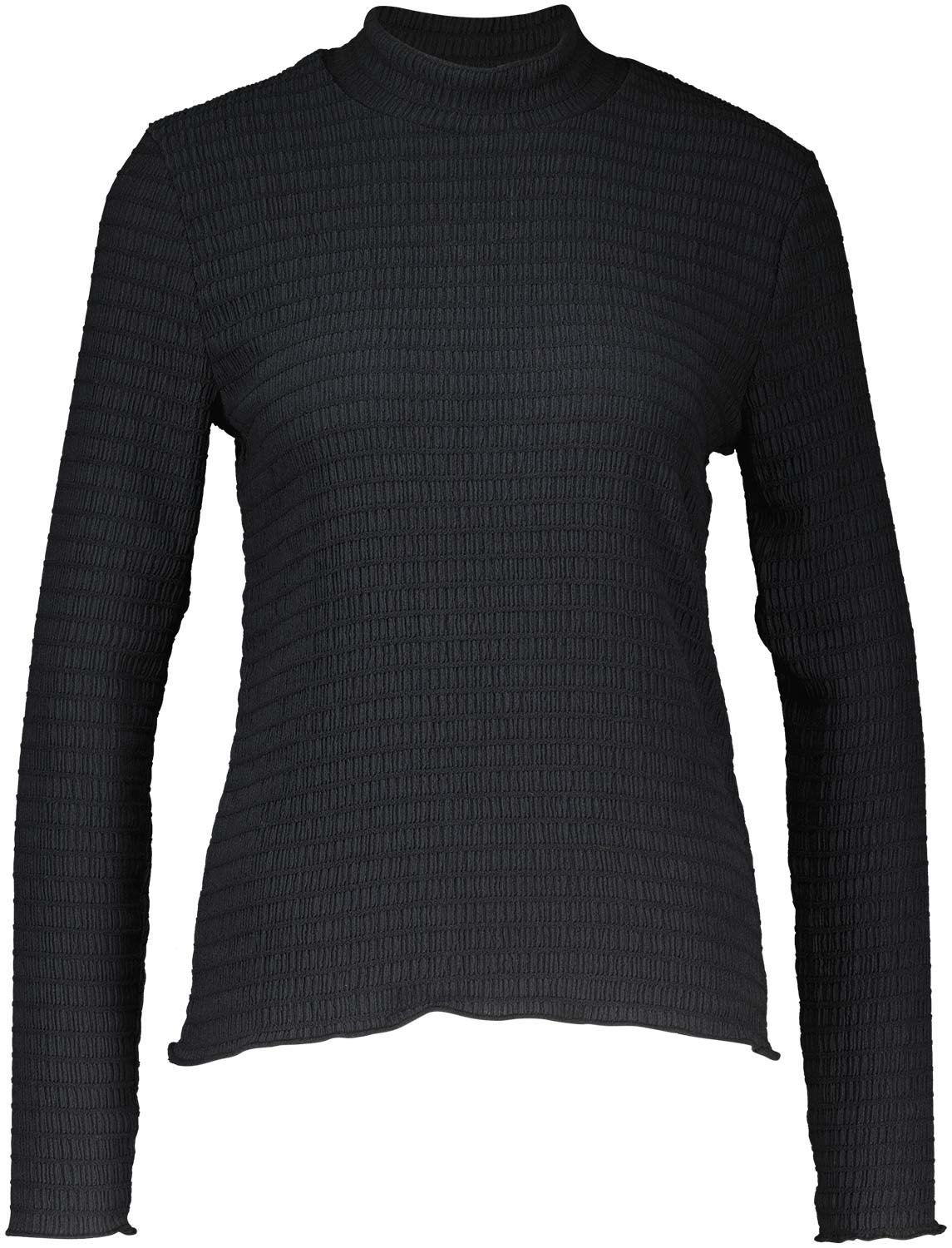 Geisha Top Col Fancy Rib Zwart