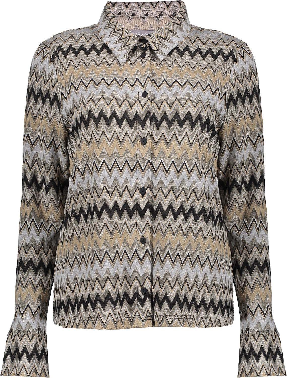Geisha Blouse Zigzag Print Bruin