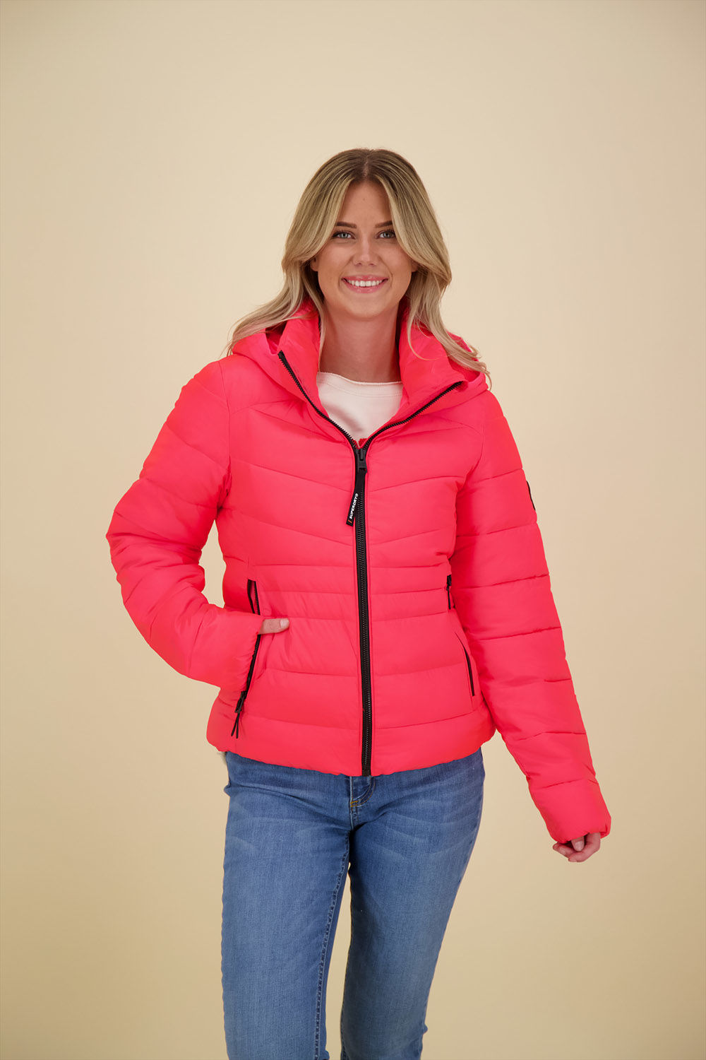 Superdry Gewateerde fuji hooded jacket Roze