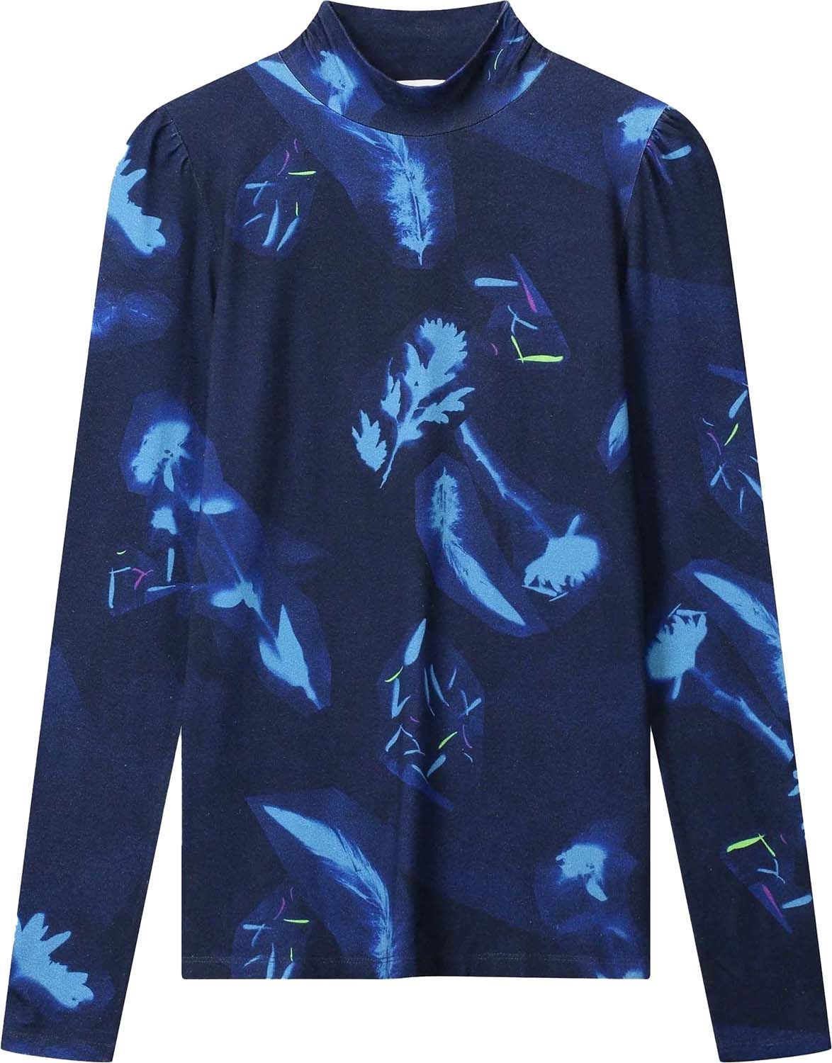 Top Feathers and Florals Blauw