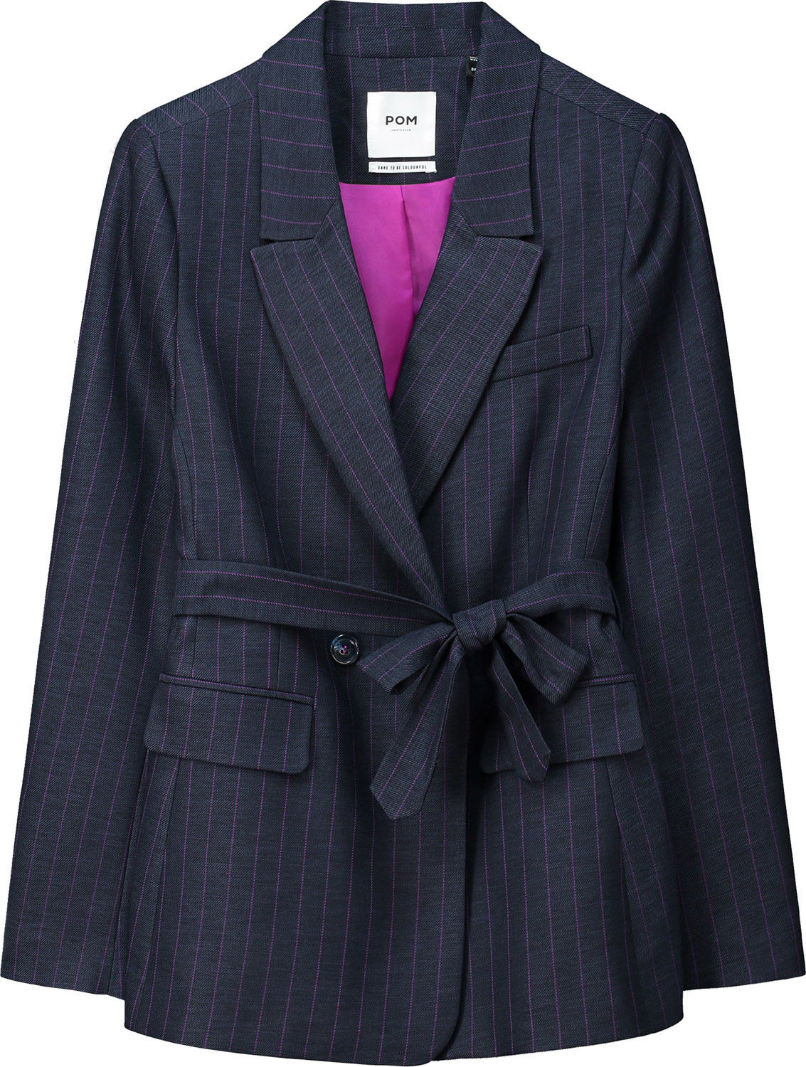 Pom Amsterdam Blazer Striped Midnight Blauw