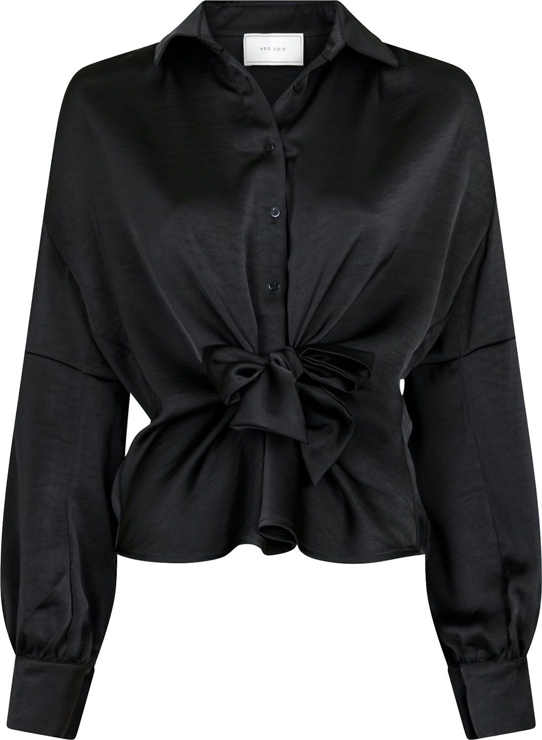 naja satin shirt Zwart