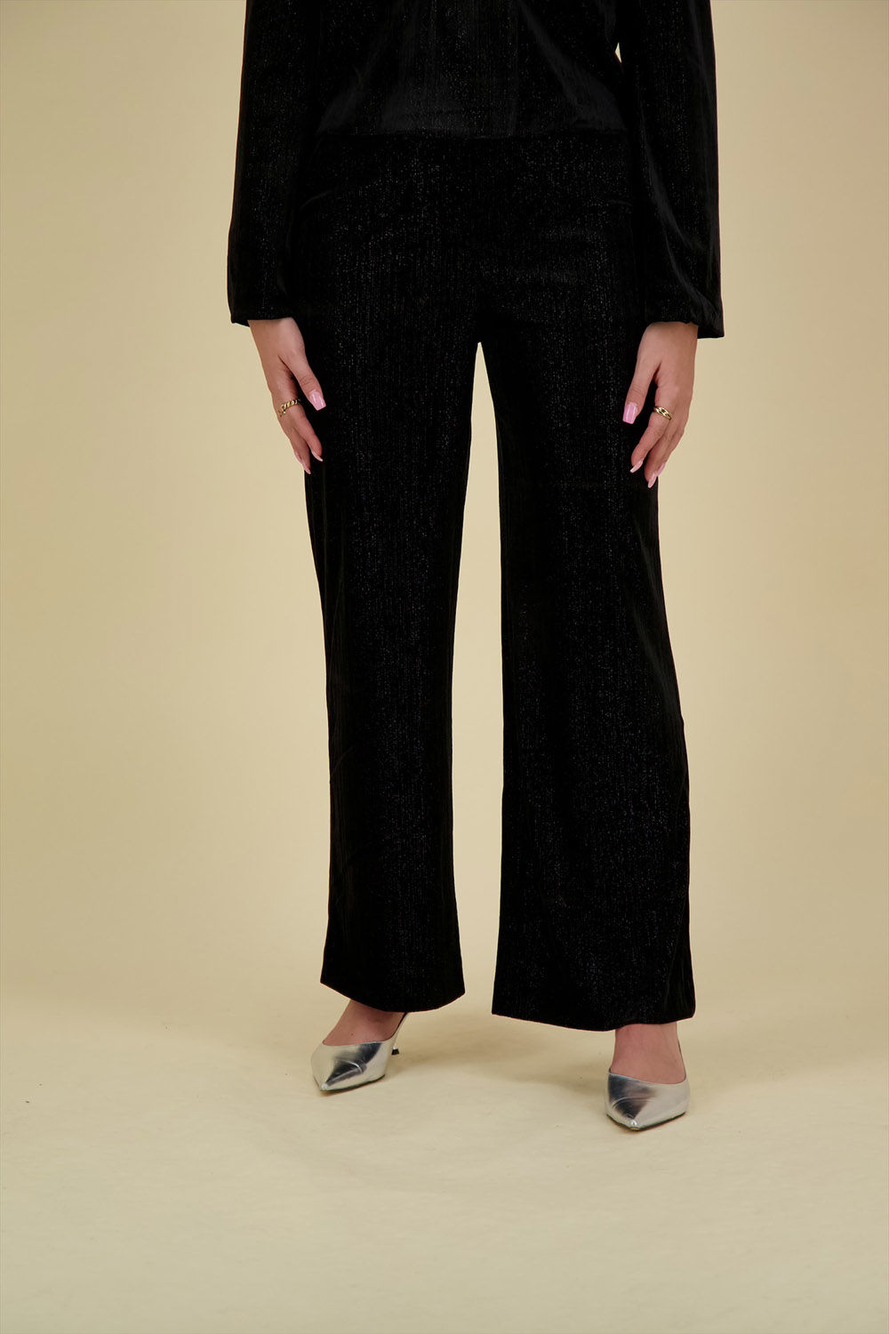 Ichi Pantalon Kate Glamour Zwart
