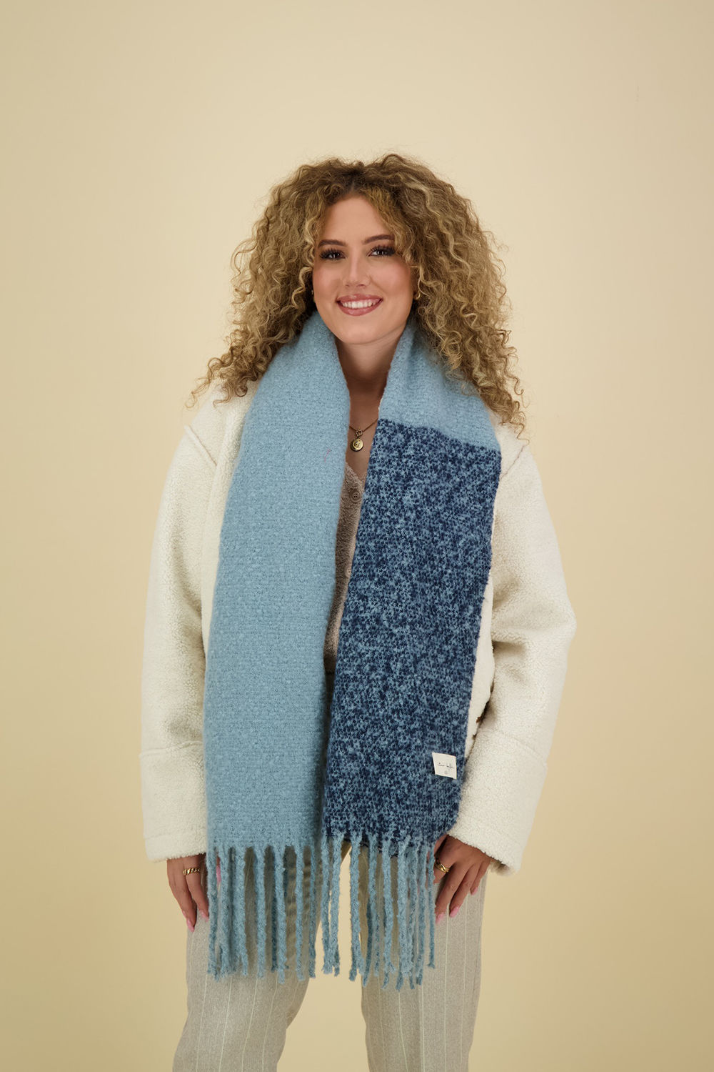 Zusss color blok sjaal Blauw Zusss color blok sjaal Blauw
