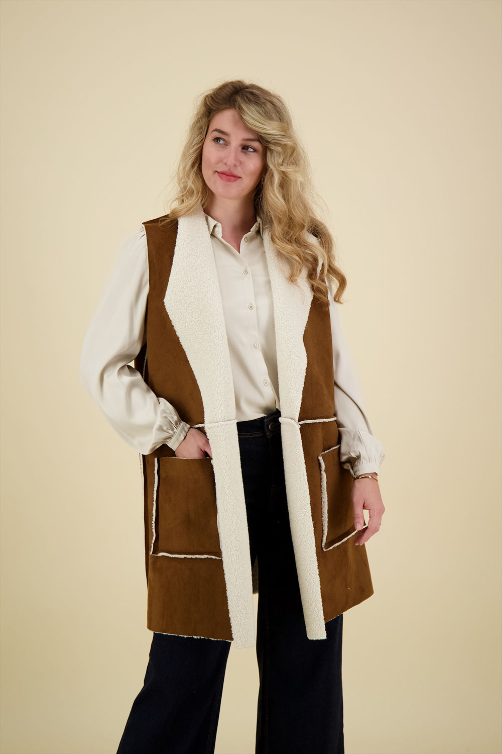 In Shape Gilet Lauren Long Bruin