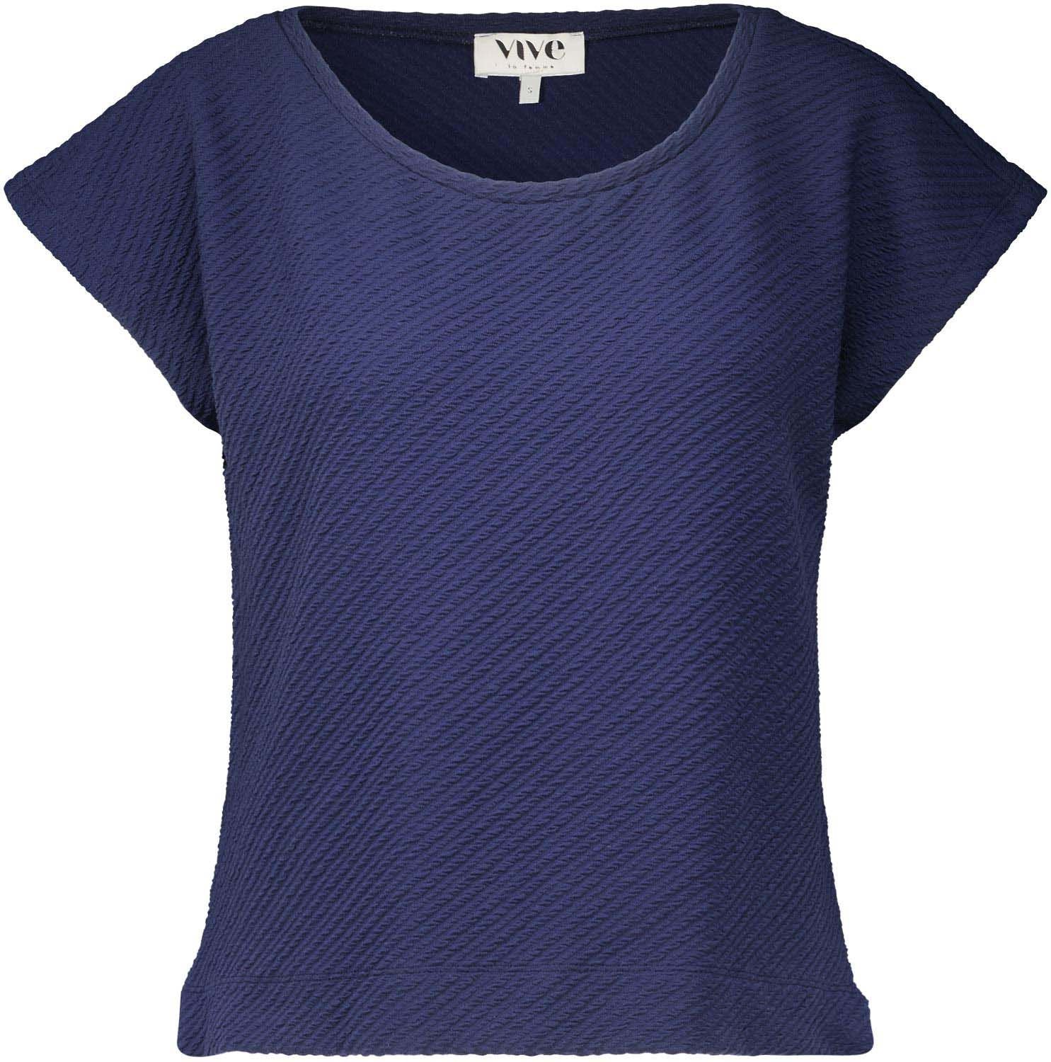 top short sleeve structure fabric Blauw