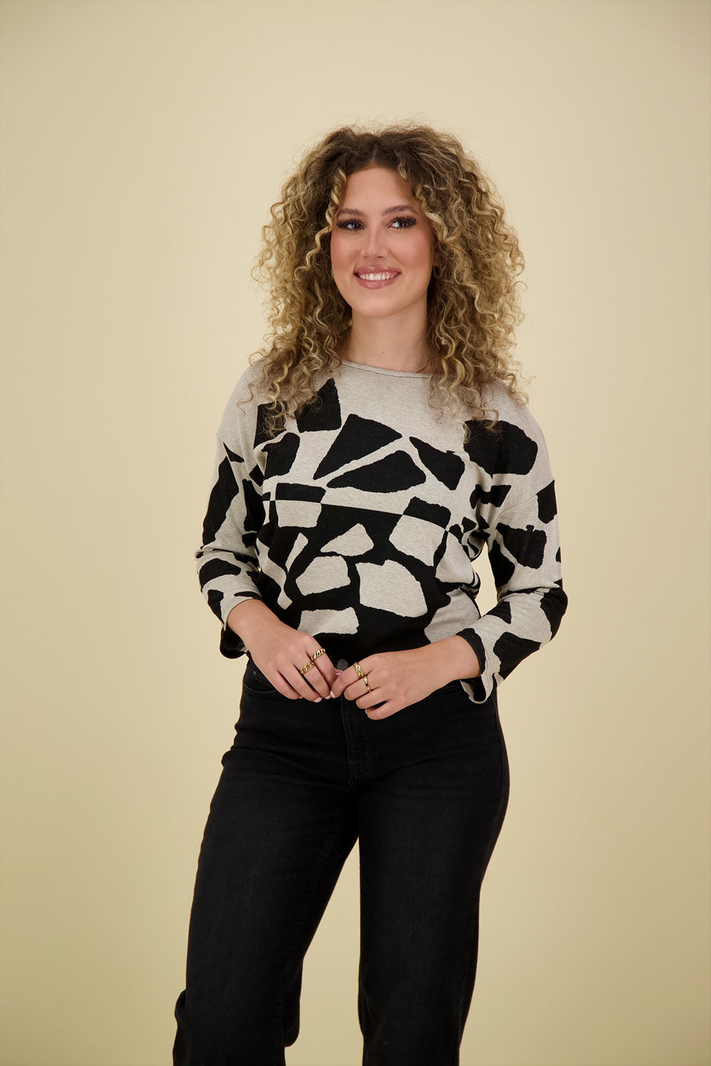 Enjoy blouson jaquard Zwart