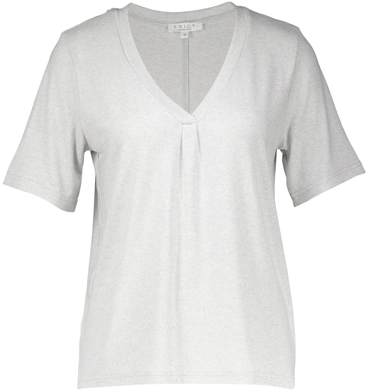 Enjoy T short V hals lurex Grijs