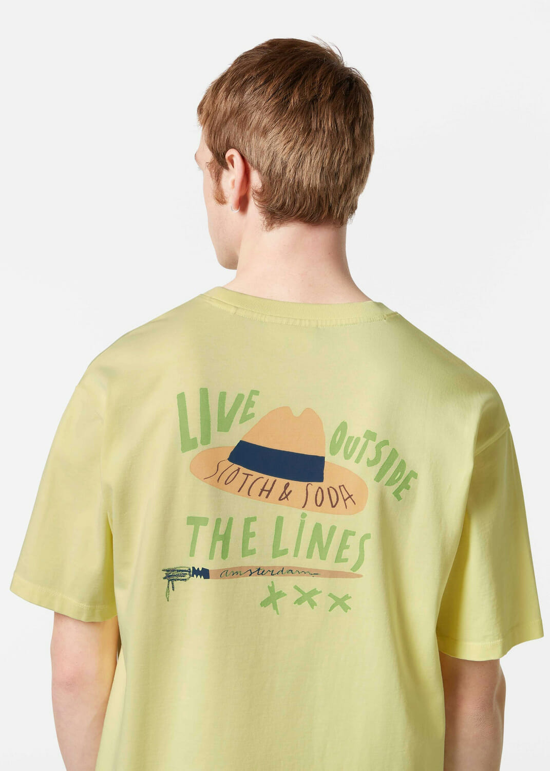 Scotch & Soda T-shirt Front and Back Artwork Geel T-shirts
