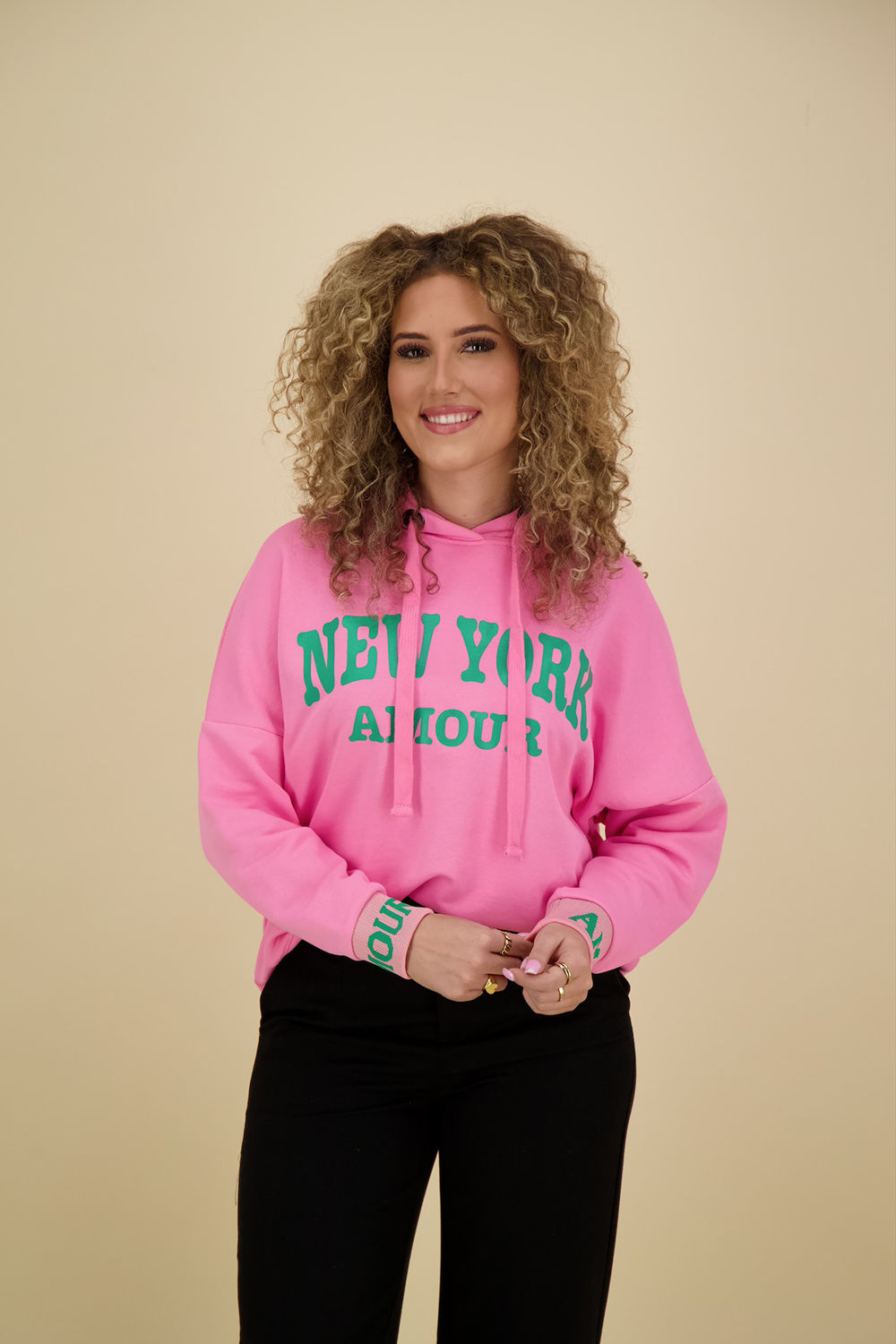 Miss Goodlife hoodie new york Roze