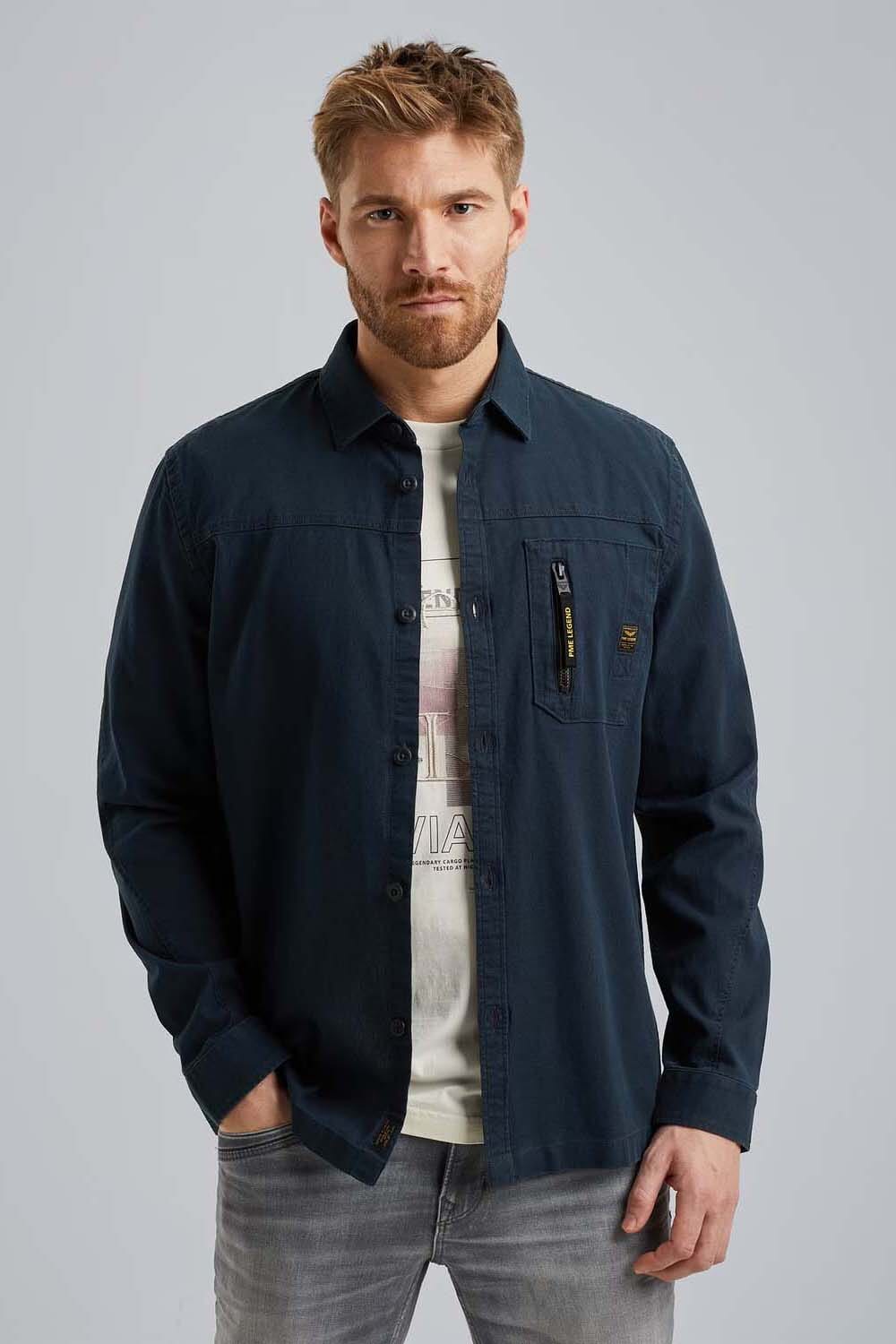 Pme Legend Overhemd Mattweave Blauw