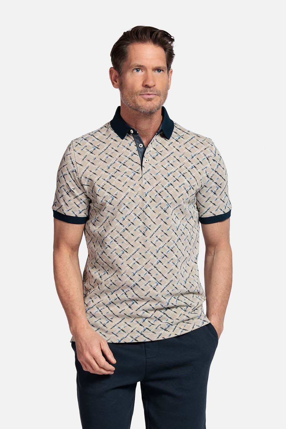 Baileys Poloshirt Painted Check Bruin