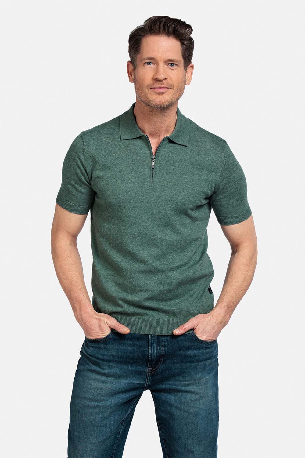 Baileys Polo Pullover Zip up Groen