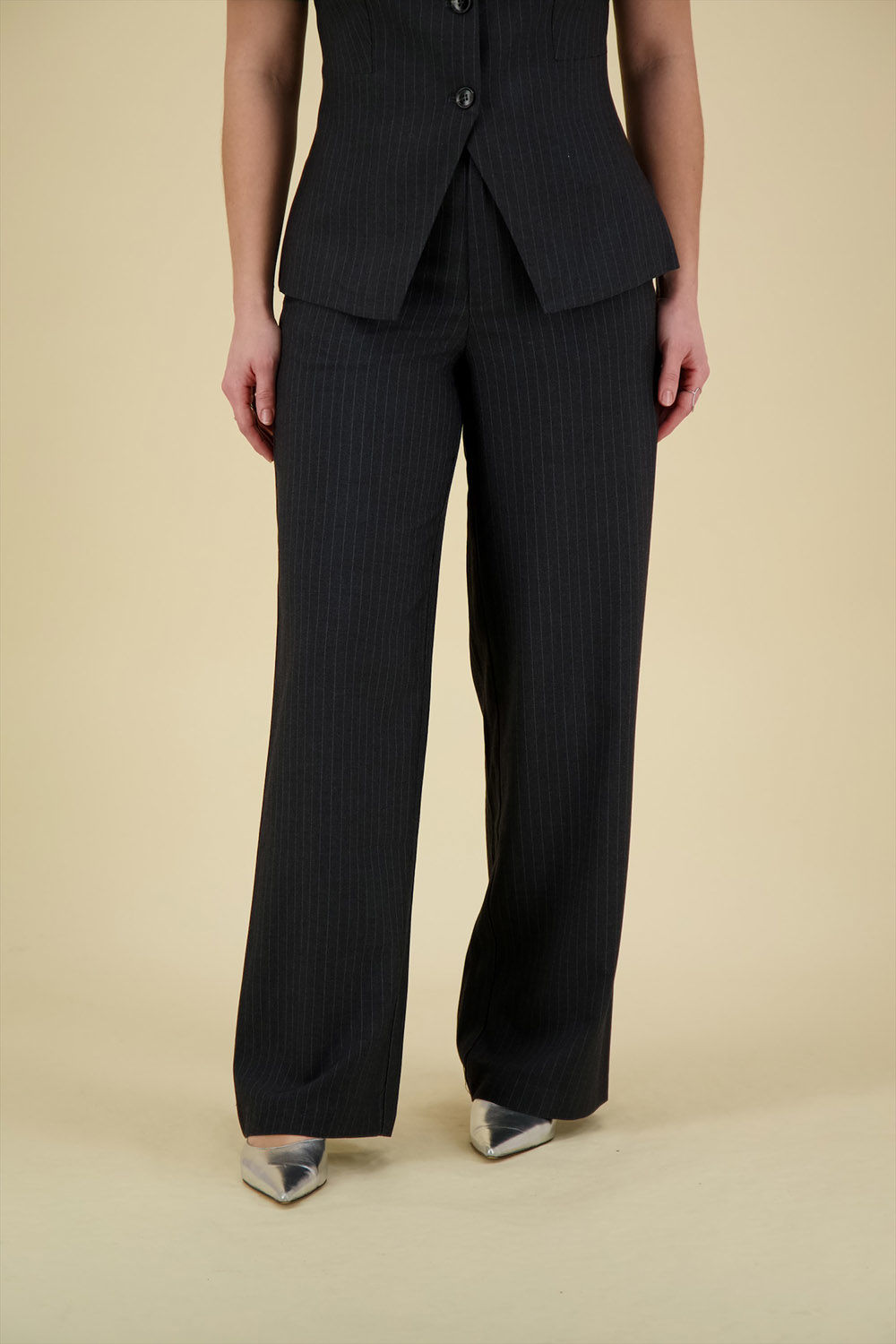 Neo Noir Pantalon Emmett Pinstripe Grijs
