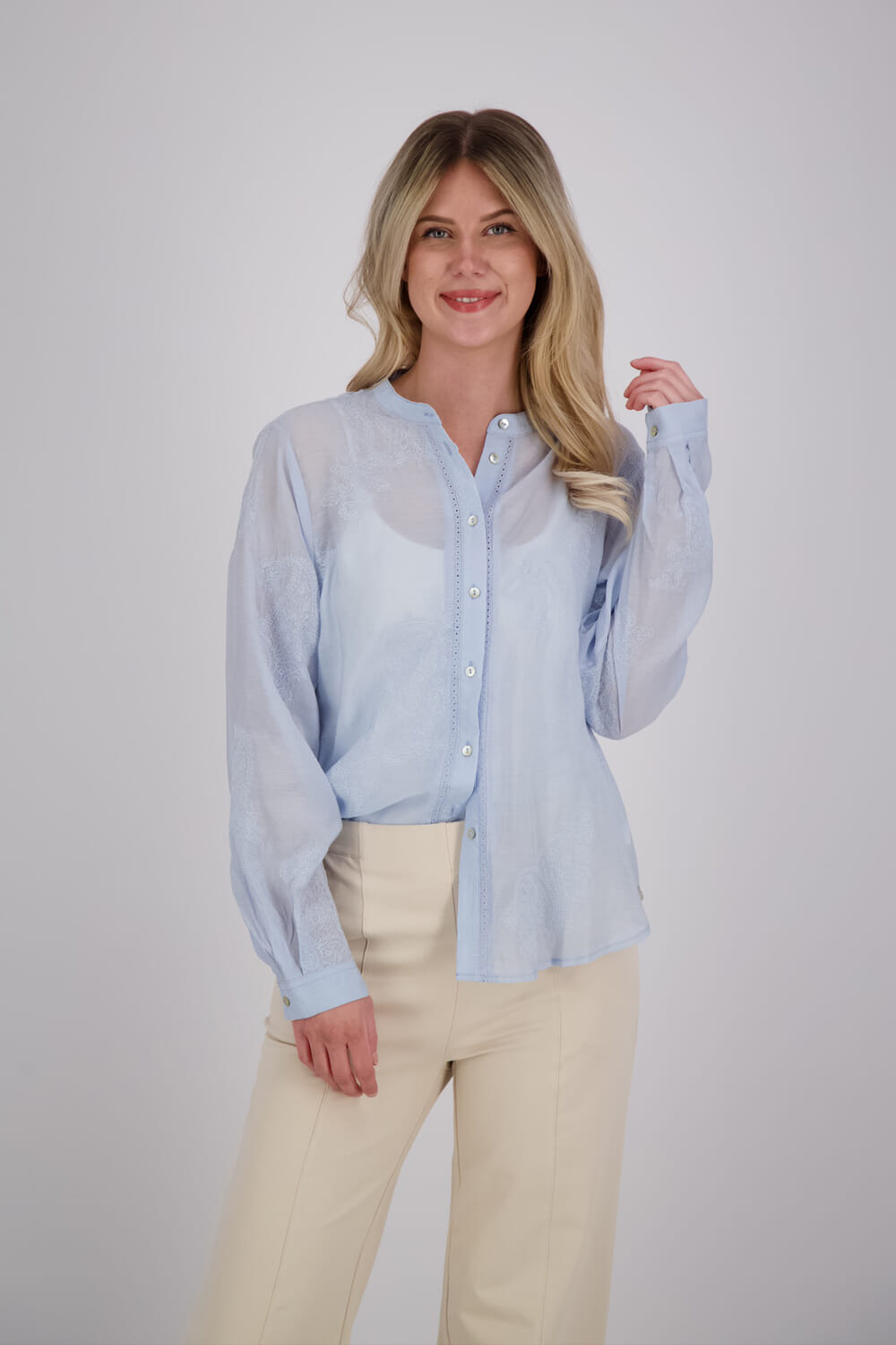 Nukus Blouse Rosan Embroidery Blauw