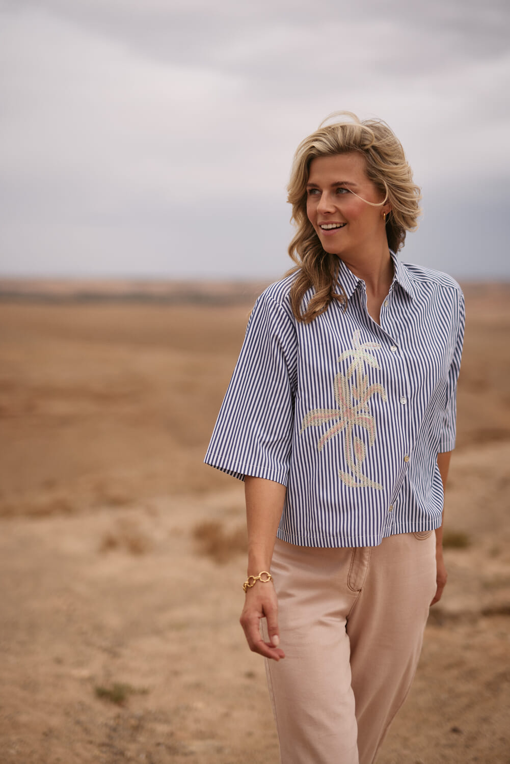 Nukus Blouse Isa Stripe Blauw